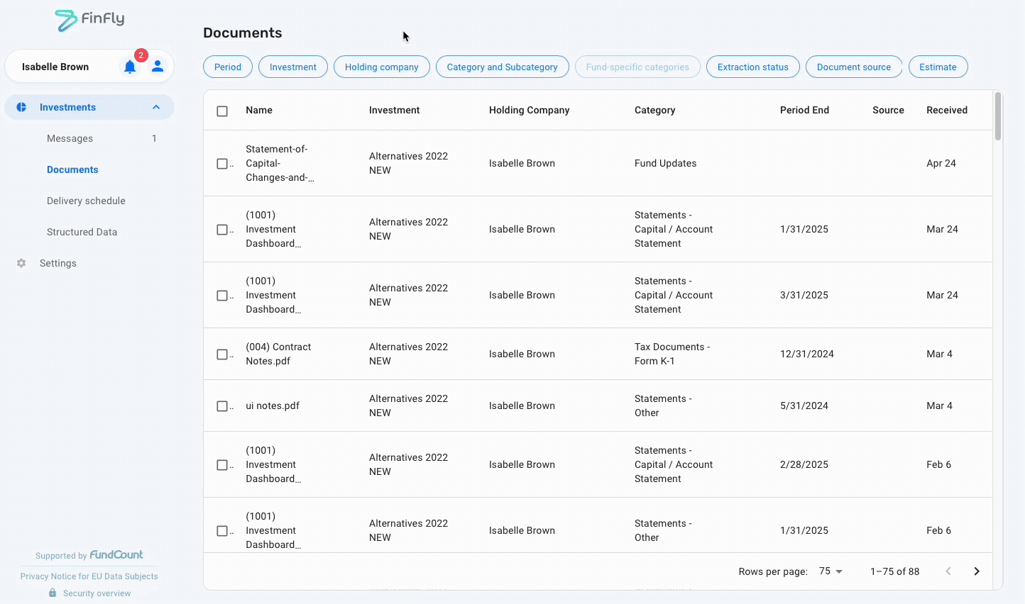 FundCount document and reporting workflow for asset managers