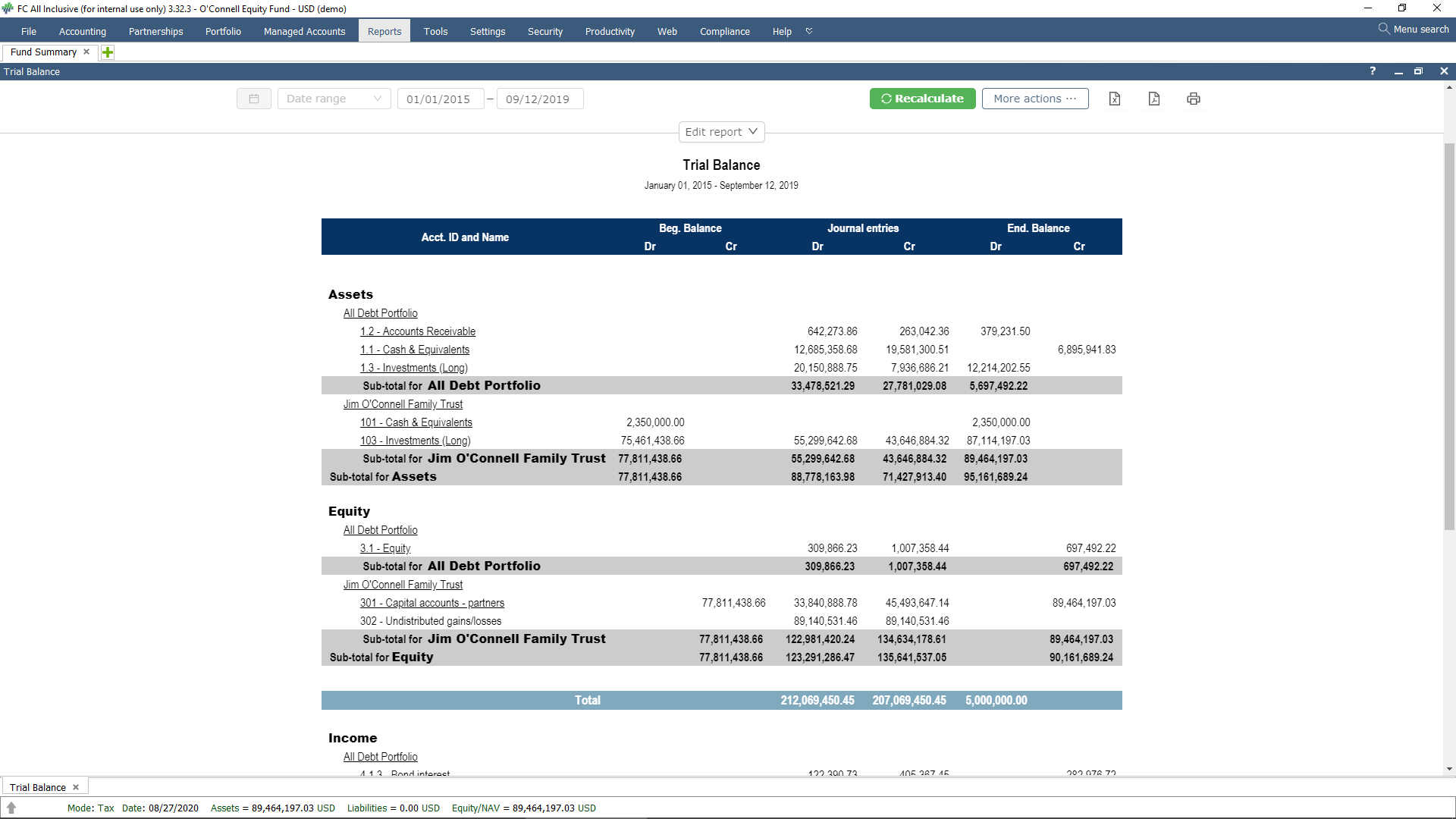 Fund reporting tool